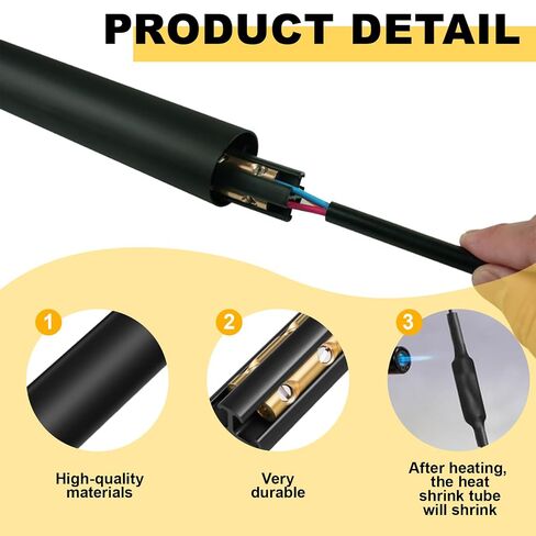2 Sets Underground Wire Splice Kit Fits 14/3 to 8/3 Range Direct Burial Uf Wire, Handle Voltages up to 600V, Includes Connectors and Heat Shrink Tube Electrical Cables in Kuwait