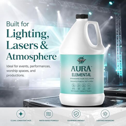 سائل ضباب مائي من SurgeFX Aura Elemental، سعة 1 جالون - عصير ضباب نظيف لدي جي، والحفلات، وإضاءة المسرح والليزر in Kuwait
