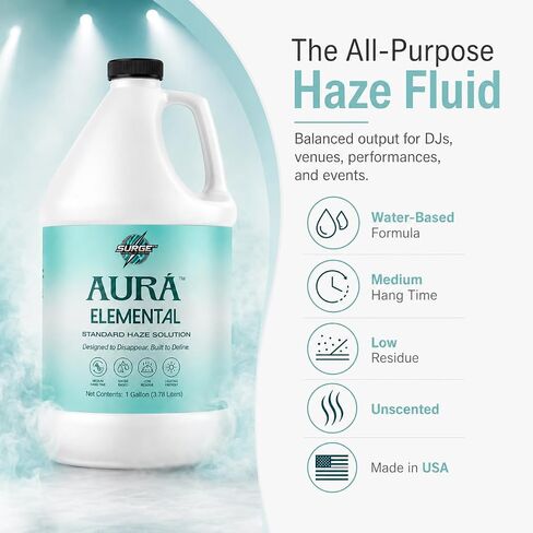 سائل ضباب مائي من SurgeFX Aura Elemental، سعة 1 جالون - عصير ضباب نظيف لدي جي، والحفلات، وإضاءة المسرح والليزر in Kuwait