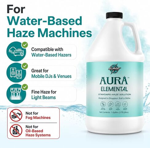 سائل ضباب مائي من SurgeFX Aura Elemental، سعة 1 جالون - عصير ضباب نظيف لدي جي، والحفلات، وإضاءة المسرح والليزر in Kuwait