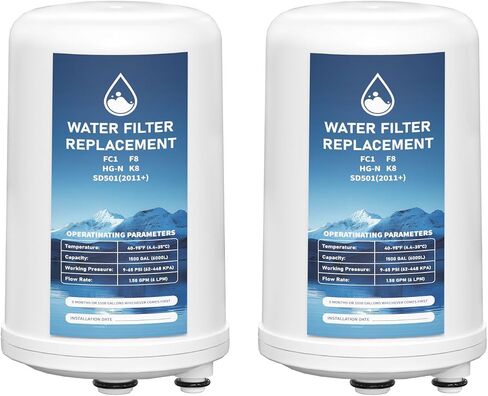 FC1 HG-N F8 Water Filter Replacement Cartridge Compatible with Enagic Leveluk K8, SD501 (2011+), JRIV 8-Plate Ionizer Machines Alkaline Water System, Pack of 2 in Saudi Arabia