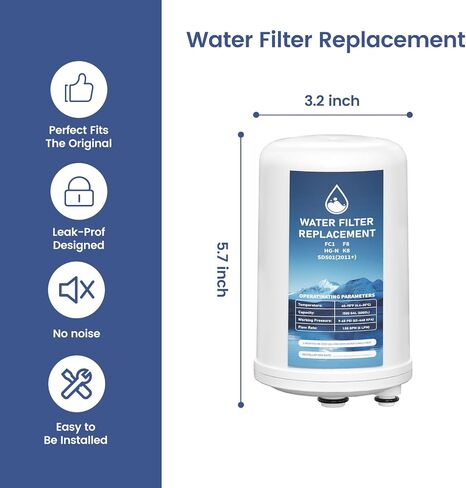 FC1 HG-N F8 Water Filter Replacement Cartridge Compatible with Enagic Leveluk K8, SD501 (2011+), JRIV 8-Plate Ionizer Machines Alkaline Water System, Pack of 2 in Saudi Arabia