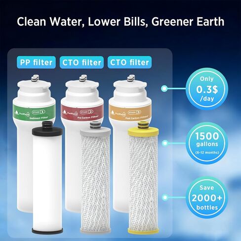 AQ-C3M-R 3-Stage Integrated Max Flow Water Filter Replacement Compatible With Aquasana Claryum AQ-5300+R and AQ-6300M Water Filter (Including Housing and Filter Cartridge, NOT Including Battery) in Saudi Arabia