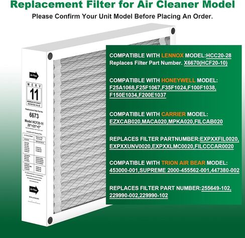 Lennox X6673 20x25x5 in. HVAC Furnace Replacement Air Filter | Foldable MERV 13 Filter, Low air resistance safeguards AC system | Actual Size: 19.7"x24.6"x4.3", 2-PACK in Kuwait