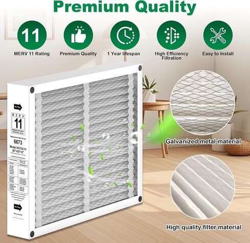 Lennox X6673 20x25x5 in. HVAC Furnace Replacement Air Filter | Foldable MERV 13 Filter, Low air resistance safeguards AC system | Actual Size: 19.7"x24.6"x4.3", 2-PACK in Kuwait