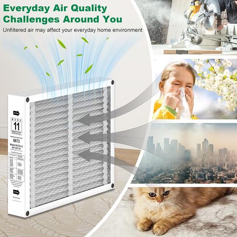 Lennox X6673 20x25x5 in. HVAC Furnace Replacement Air Filter | Foldable MERV 13 Filter, Low air resistance safeguards AC system | Actual Size: 19.7"x24.6"x4.3", 2-PACK in Kuwait