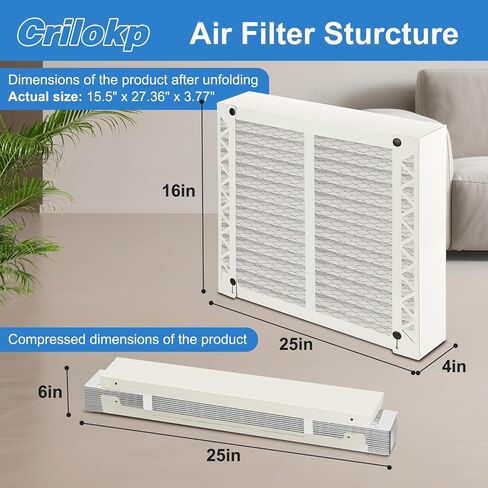 2 Pack 410 Replacement Filter Compatible with AprilAire Whole House Air Purifiers Model 1410, 1610, 2410, 2416, 3410, 4400,Size:16x25x4(15.5" x 27.36" x 3.77") MERV 11 Pleated HVAC AC Furnace Filter in Kuwait