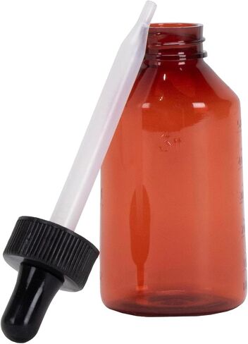 2oz Empty Plastic Dropper Bottle, 12 Pack, Amber Bottle, Black Dropper, 60mL, for Medication, Essential Oils, Chemicals, Perfumes & Colognes in Kuwait