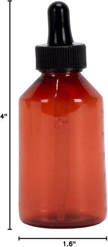 2oz Empty Plastic Dropper Bottle, 12 Pack, Amber Bottle, Black Dropper, 60mL, for Medication, Essential Oils, Chemicals, Perfumes & Colognes in Kuwait