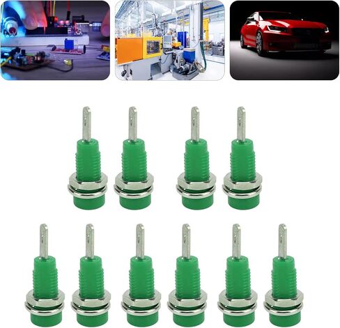 2mm Banana Plug Connectors, Brass Panel Mount Jacks with Extended Post for Electronic Test Equipment Lab Instruments 10 Pieces Green in Kuwait