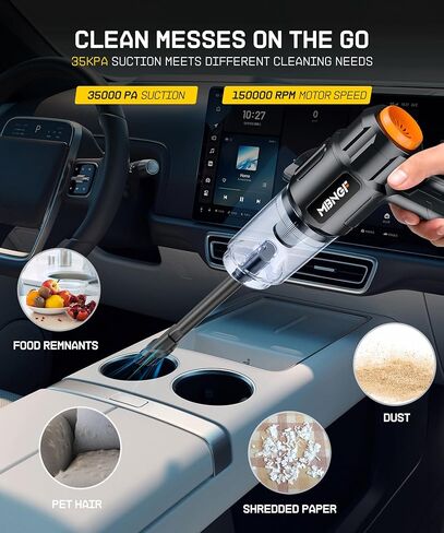 MBNGF Car Vacuum Portable Cordless,35000PA High Power Suction & Blower, Handheld Vacuum Cleaner for Car, Home, Desktop, Keyboard,Birthday Gifts for Men Dad Husband(Midnight Black) in Kuwait
