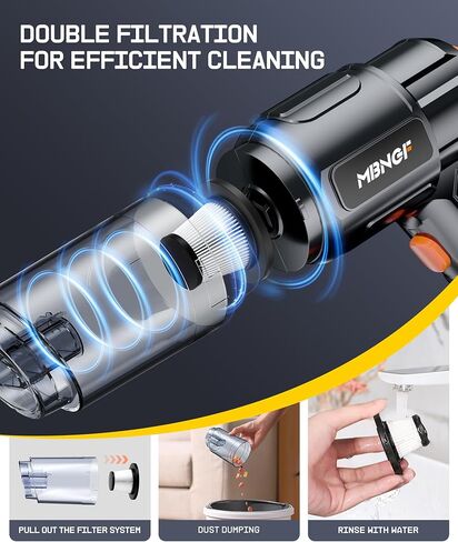 MBNGF Car Vacuum Portable Cordless,35000PA High Power Suction & Blower, Handheld Vacuum Cleaner for Car, Home, Desktop, Keyboard,Birthday Gifts for Men Dad Husband(Midnight Black) in Kuwait