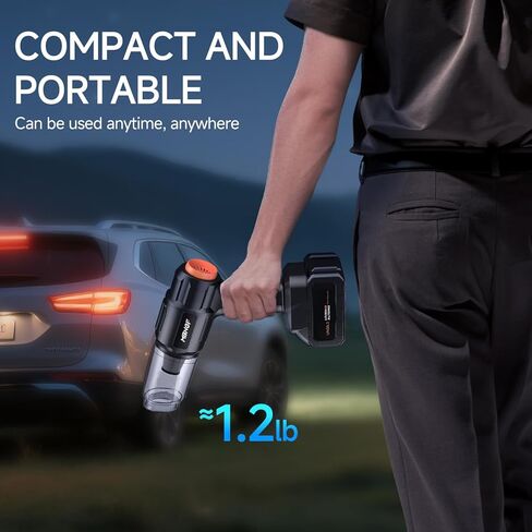 MBNGF Car Vacuum Portable Cordless,35000PA High Power Suction & Blower, Handheld Vacuum Cleaner for Car, Home, Desktop, Keyboard,Birthday Gifts for Men Dad Husband(Midnight Black) in Kuwait