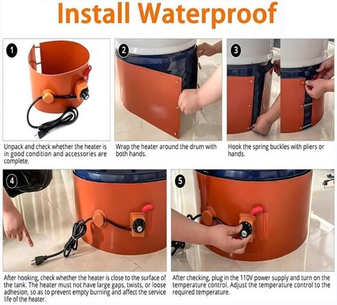 1200W 55 Gallon Drum Heater with Adjustable Temperature Controller, Silicone Heating Pad for Honey & More, Heats 86℉-302℉, Perfect for Industrial & Home Use in Kuwait