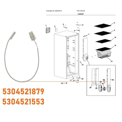 5304521879 5304521553 مستشعر درجة حرارة الثلاجة الثرمستور لفريجيدير FFFU13F2VW FFFU16F2VV FFFU16F2VW FFFU18F2VW FRBG1224AV TRTE1831AW in Kuwait