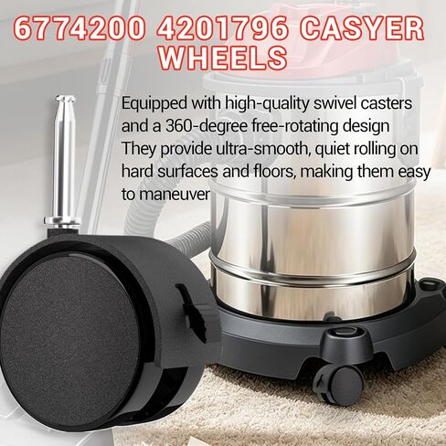 6774200 4201796 Caster Wheels, for Shop Vac Vacuum Cleaner | Mobile Tables, and Carts – Smooth and Stable Rolling on Carpet, Hardwood, Tile, and Various Floor Surfaces (4-Pack) in Kuwait