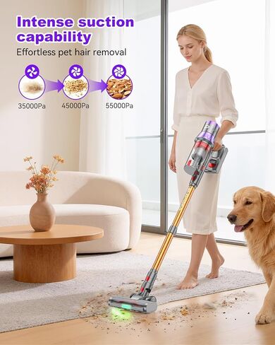 YU7 Max Cordless Vacuum Cleaner, 650W 55kPa Stick Vac with Intelligent Auto Mode, Up to 80 Min Long Runtime, Self-Standing Wireless Vaccum for Home, Pet Hair, Carpets & Hard Floors in Kuwait
