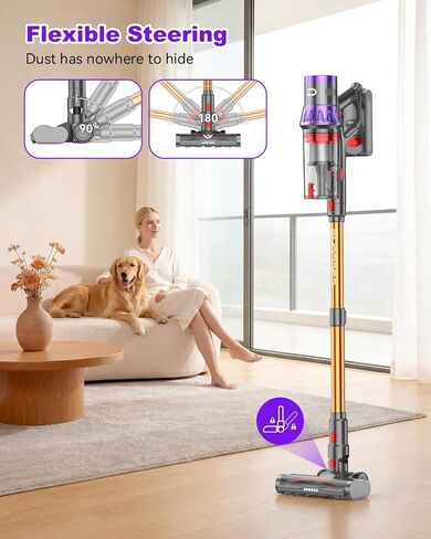 YU7 Max Cordless Vacuum Cleaner, 650W 55kPa Stick Vac with Intelligent Auto Mode, Up to 80 Min Long Runtime, Self-Standing Wireless Vaccum for Home, Pet Hair, Carpets & Hard Floors in Kuwait