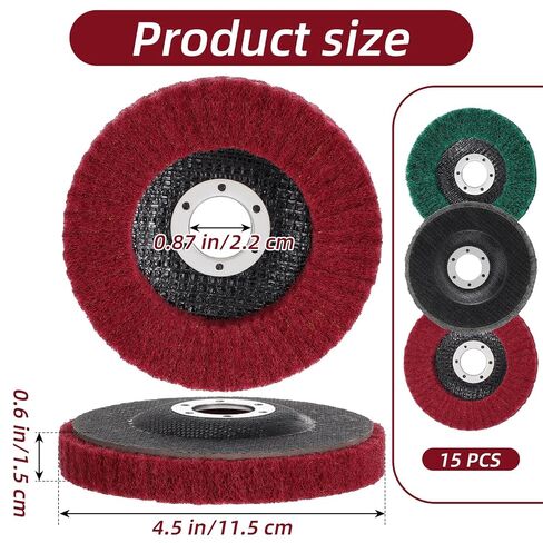 Sibba 15 Pcs 4 1/2 Inch Scour Flap Disc 180# 320# 800# Grit Coarse Polishing Grinding Wheel Angle Grinder Attachment for Metal Stainless Steel, Scouring Pads Scuff Sanding Discs Paint Rust Remover in Kuwait
