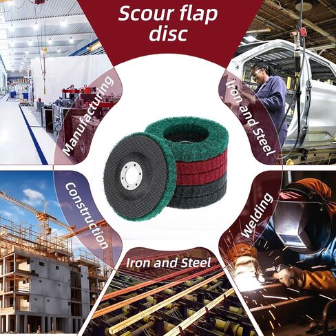 Sibba 15 Pcs 4 1/2 Inch Scour Flap Disc 180# 320# 800# Grit Coarse Polishing Grinding Wheel Angle Grinder Attachment for Metal Stainless Steel, Scouring Pads Scuff Sanding Discs Paint Rust Remover in Kuwait