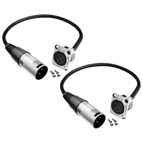 (قطعتان) حامل لوحة XLR [إصدار جديد 2025] كابل خليج XLR بدون لحام 3 دبابيس لمعدات الصوت وخلاطات صندوق الاستوديو ولوحة الحائط بدون لحام مع براغي وصواميل التثبيت (من M إلى F) in Kuwait