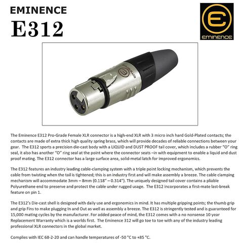 WBC-VALUELINE-2CS (22 AWG) - وحدتان - ميكروفون مرن متوازن ومحمي بقدرة منخفضة 1 قدم، ومكبر صوت نشط وكابلات توصيل مع موصلات Eminence Gold XLR in Kuwait