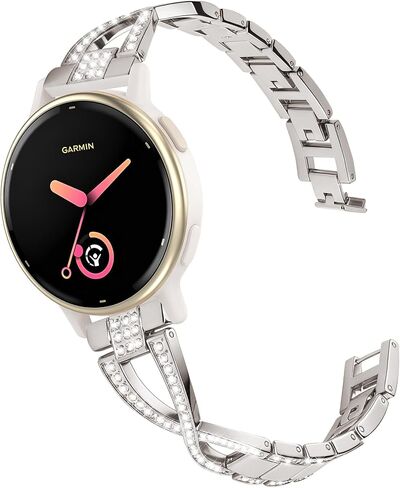 أحزمة ساعة متوافقة مع Garmin Vivoactive 5/6/3، 20 مم بلينغ دايموند سوار معصم مجوهرات للنساء Forerunner 165/55/245/645 in Kuwait