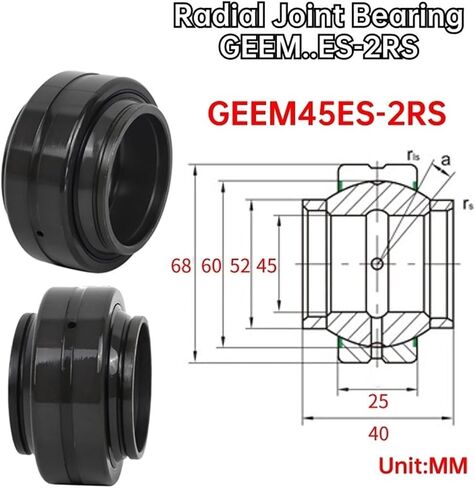 1 قطعة GE50HO-2RS GEEM50ES-2RS 50X75X43 سميكة ذاتية التشحيم شعاعي مشترك تحمل واحد مشقوق in Kuwait