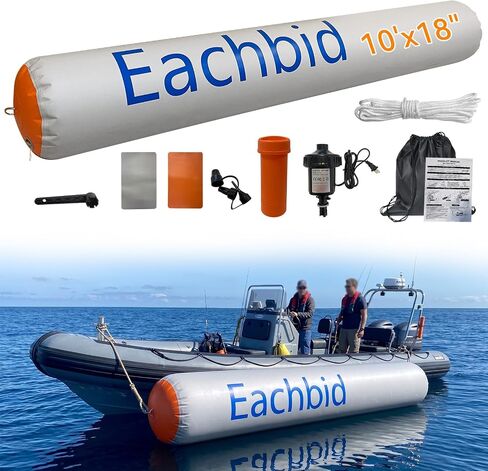 مصدات القوارب القابلة للنفخ مقاس 120 × 18 بوصة من Eachbid لرسو السفن، بطول 10 أقدام مع مضخة هواء كهربائية | مصدات القوارب لرسو السفن شديدة التحمل، مصدات قفص الاتهام قابلة للنفخ للقارب العائم، واليخت الصغير، وقارب الصيد، مع حقيبة تخزين in Kuwait