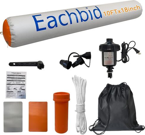 مصدات القوارب القابلة للنفخ مقاس 120 × 18 بوصة من Eachbid لرسو السفن، بطول 10 أقدام مع مضخة هواء كهربائية | مصدات القوارب لرسو السفن شديدة التحمل، مصدات قفص الاتهام قابلة للنفخ للقارب العائم، واليخت الصغير، وقارب الصيد، مع حقيبة تخزين in Kuwait