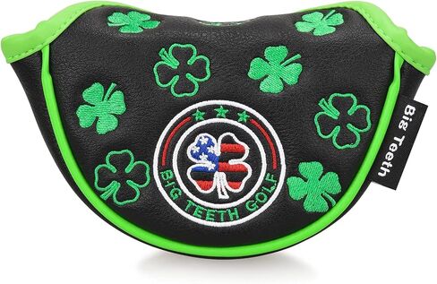 BIG TEETH Putter Cover Mallet Putter Cover Half Mallet Small Golf Headcover, Mini Club Head Protector Magnetic Closure Black Leather for Odyssey White Hot #5 Golf Rossie Tour Edge Chipper etc in Kuwait