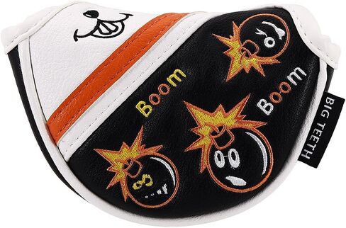 BIG TEETH Putter Cover Mallet Putter Cover Half Mallet Small Golf Headcover, Mini Club Head Protector Magnetic Closure Black Leather for Odyssey White Hot #5 Golf Rossie Tour Edge Chipper etc in Kuwait