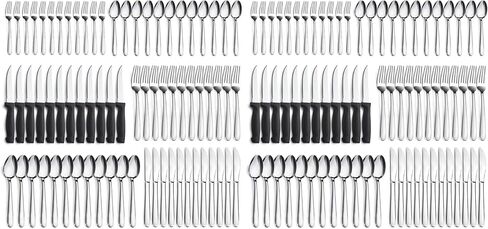 Pleafind 72-Pieces Silverware Set for 12, Flatware Set with Steak Knives, Stainless Steel Cutlery Set, Include Forks Spoons and Knives Set, Dishwasher Safe Utensil Sets for Home Restaurant in Kuwait