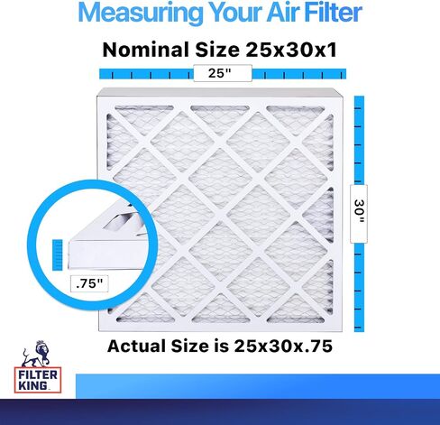 Filter King 25x30x1 Air Filter (MERV 8) (4-Pack) Dust & Allergy Control AC Furnace Filters, MADE IN USA, HVAC, Pleated, Electrostatic (Actual Size: 25 x 30 x .75) in Saudi Arabia