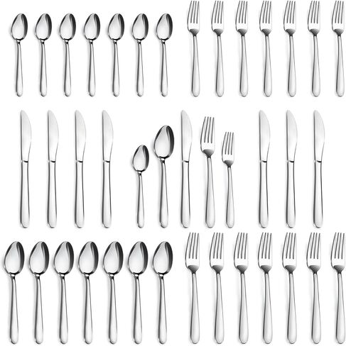 Pleafind 72-Pieces Silverware Set for 12, Flatware Set with Steak Knives, Stainless Steel Cutlery Set, Include Forks Spoons and Knives Set, Dishwasher Safe Utensil Sets for Home Restaurant in Kuwait