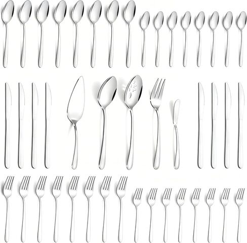 Pleafind 72-Pieces Silverware Set for 12, Flatware Set with Steak Knives, Stainless Steel Cutlery Set, Include Forks Spoons and Knives Set, Dishwasher Safe Utensil Sets for Home Restaurant in Kuwait