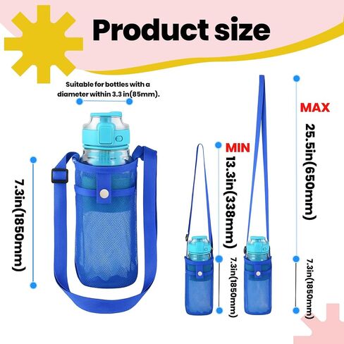 2 PCS Water Bottle Holder with Strap, Mesh Crossbody Water Bottle Holder, Adjustable Strap, Perfect for On-The-Go in Kuwait