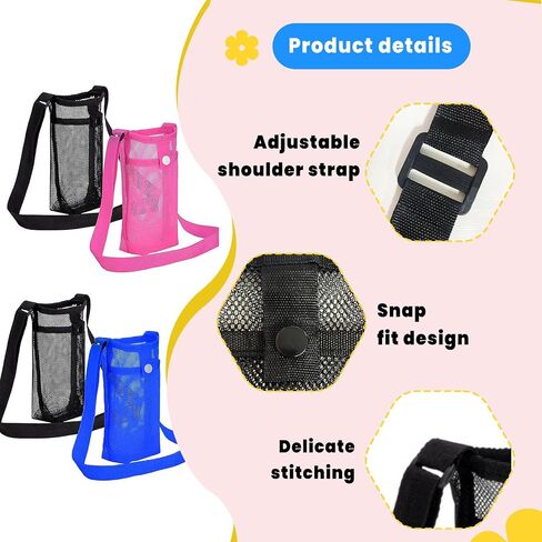2 PCS Water Bottle Holder with Strap, Mesh Crossbody Water Bottle Holder, Adjustable Strap, Perfect for On-The-Go in Kuwait