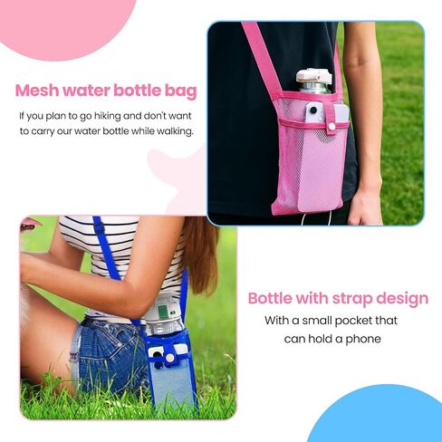 2 PCS Water Bottle Holder with Strap, Mesh Crossbody Water Bottle Holder, Adjustable Strap, Perfect for On-The-Go in Kuwait