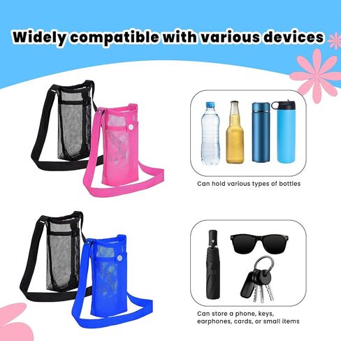 2 PCS Water Bottle Holder with Strap, Mesh Crossbody Water Bottle Holder, Adjustable Strap, Perfect for On-The-Go in Kuwait
