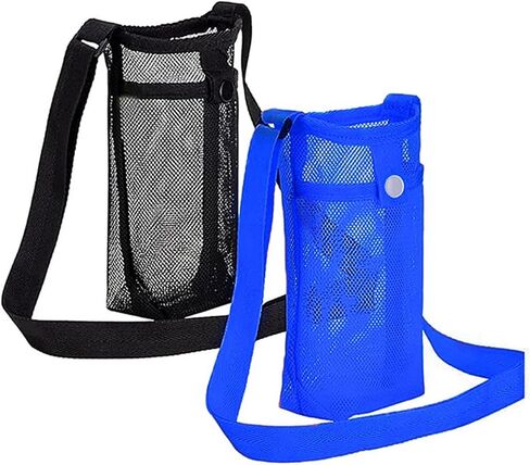 2 PCS Water Bottle Holder with Strap, Mesh Crossbody Water Bottle Holder, Adjustable Strap, Perfect for On-The-Go in Kuwait