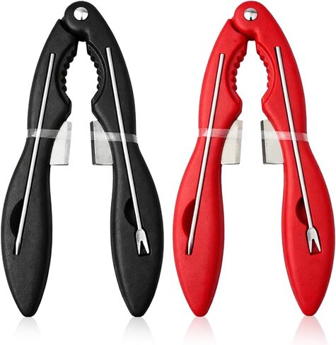 2-Piece Multifunctional Crab & Lobster Cracker Tool Set, Portable Seafood Crackers with Picks, Black and Red in Kuwait
