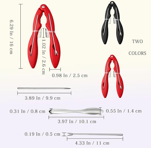 2-Piece Multifunctional Crab & Lobster Cracker Tool Set, Portable Seafood Crackers with Picks, Black and Red in Kuwait