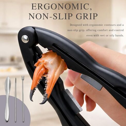 2-Piece Multifunctional Crab & Lobster Cracker Tool Set, Portable Seafood Crackers with Picks, Black and Red in Kuwait