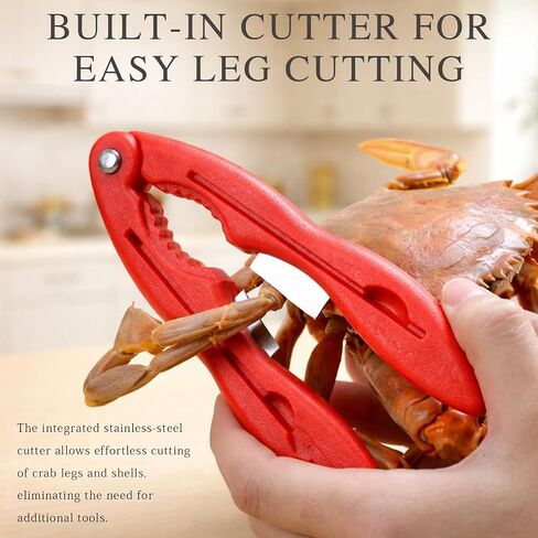 2-Piece Multifunctional Crab & Lobster Cracker Tool Set, Portable Seafood Crackers with Picks, Black and Red in Kuwait