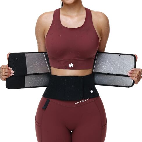 HOTSUIT مدرب خصر للعرق للنساء سترة ساونا للتمرين | أشرطة ثلاثية، عديمة الرائحة، التحكم في البطن، دعم وضعية الظهر، غير قابلة للتدحرج، الجري في صالة الألعاب الرياضية، حزام تشذيب الخصر، 5X عرق، بدون علامة in Kuwait