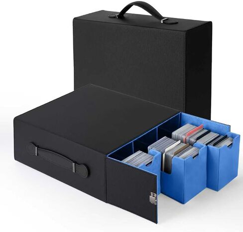 Trading Card Storage Box with Commander Display, 5-Row Deck Case with Removable Lid & Handle, 3000+ Card Organizer with 24 Colorful Dividers & 4 Stoppers for MTG, Black & Purple in Kuwait