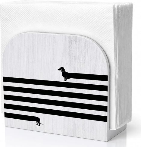 Funny Long Dachshund Napkin Holder for Table, Dachshund Weiner Dog Lover Gifts Wooden Standing Napkin Dispenser Holder for Kitchen Dining Room Party Cocktail Bar Decor in Kuwait