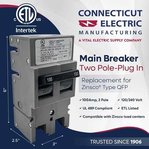 Connecticut Electric New Zinsco UBITBFP1002 100 AMP 2 Pole Plug in 10K in Kuwait