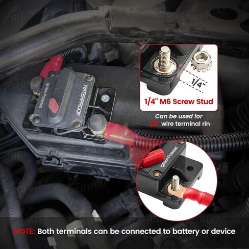 RED WOLF 60Amp Circuit Breaker + On-Off Battery Switch DC 12V-48V 275A for Automotive RV Marine Battery Kill Electronic Battery Solar System Inline Fuse with Manual Reset Switch Waterproof in Kuwait